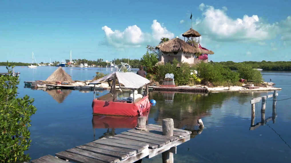 Richart Sowa built his own island in Mexico, using wooden pallets and plastic bottles, lots of plastic bottles. Sowa is one of several participants in the documentary film Microtopia.