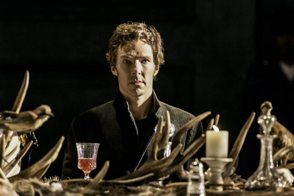 Benedict Cumberbatch as Hamlet at the Barbican Theatre, in London.